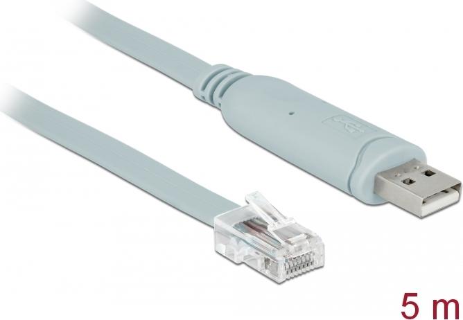 Delock 63308 USB 2.0 Typ-A auf RS-232 RJ45 Adapter 5 m Grau