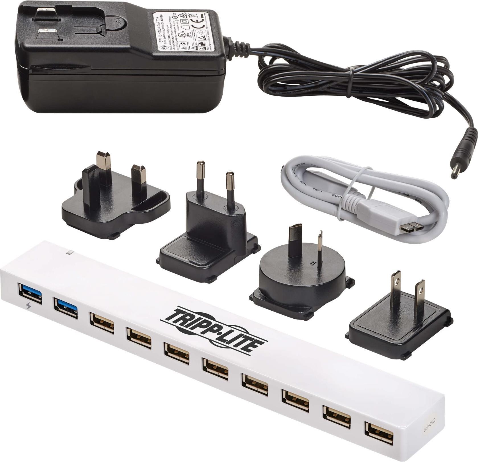 Tripp Lite U360-010C-2X3 10-Port USB-Hub 2x USB 3.0 8x USB 2.0 USB-Ladefunktion Weiß