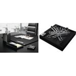 sigel Klammern-Spender "cintano:S", saphirschwarz Klammernhalter aus Lederimitat, zentraler Magnet (SA536)