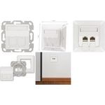 LogiLink Anschlussdose für Keystone-Module, 2-fach, reinweiß designkompatibel, 27 Grad Schrägauslass, geringe Einbautiefe - 1 Stück (NK4081)