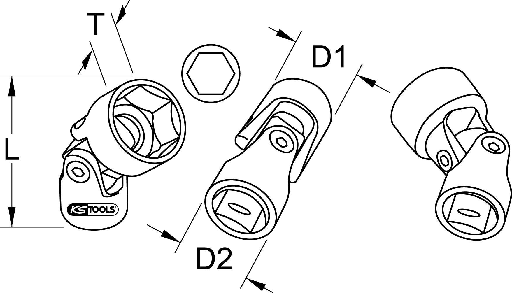 KS Tools 917.3942 Sechskant-Stecknuss 11mm Mit Gelenk – 3/8 Antrieb, Für Handbetätigung, Chrom Vanadium