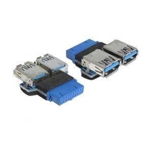 Delock Adapter USB 3.0 Pin Header Buchse > 2 x USB 3.0 Buchse - nebeneinander (65324)