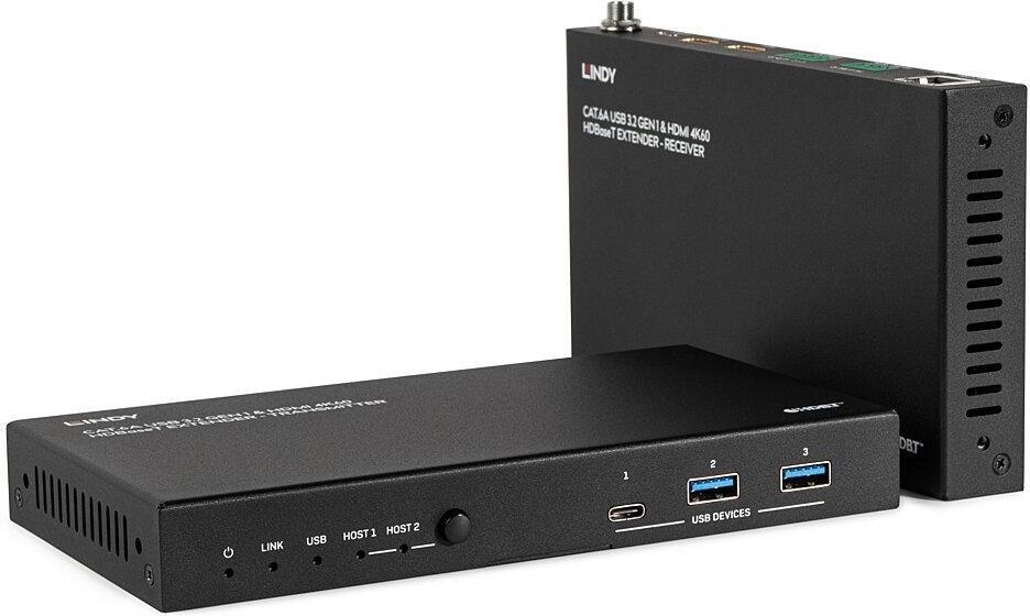 Lindy 100m Cat.6A 2 Host USB 3.2 Gen 1 & HDMI 4K60 HDBaseT Extender (39365)