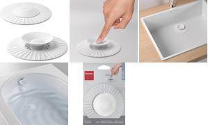 metaltex Universal Abfluss-Abdeckung, Silikon, weiß 2in1 mit Siebeinsatz und Verschluss, für alle - 1 Stück (297558000)