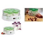 Little balance Digitaler Joghurtbereiter, weiß / grün inkl. 7 + 6 zusätzliche Joghurtgläser mit Deckel, 190 ml, - 1 Stück (LB 8487)