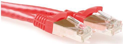 ACT Red 5 meter SFTP CAT6A patch cable snagless with RJ45 connectors. Cat6a s/ftp sngaless rd 5.00m (FB6505)