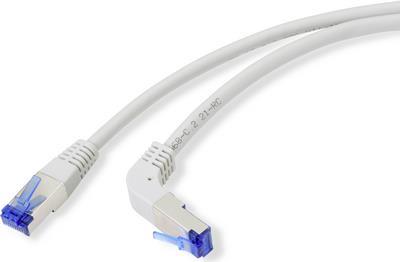 Renkforce RJ45 RJ45 Anschlusskabel CAT 6a S/FTP 15.00 m Grau 90° nach unten gewinkelt (RF-4892540)