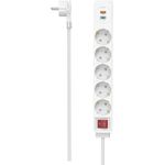 Hama Steckdosenleiste, 5-fach, USB-C/A 18W, PD/QC™, Schalter, Flachst., 1,4 m, W (00223186)