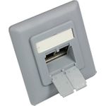 Zentralstück 50x50mm inkl. Abdeckrahmen 80x80mm für Netzwerkdosen, silbergrau (matt) RAL7001, Good Connections (GC-N0053)