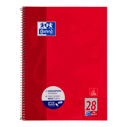 Oxford 100050361 Collegeblock A4 kariert 80 Blatt Rot