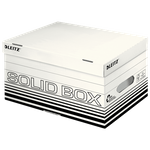 LEITZ Archiv-Klappdeckelbox Solid S, weiß/schwarz 100% geriffelter Recyclingkarton, doppelter Boden & Wände, - 10 Stück (6117-00-01)