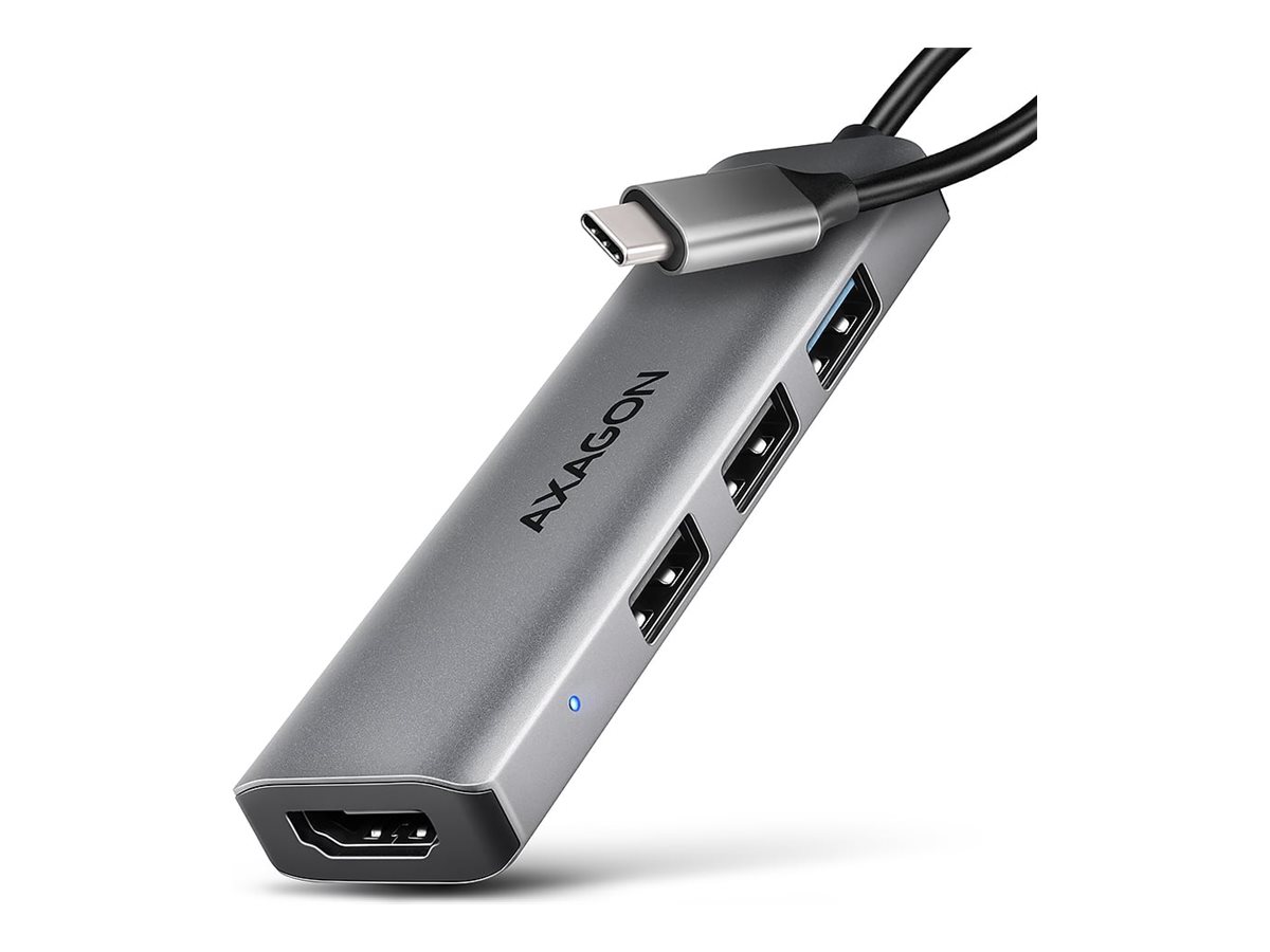 AXAGON HMC-H3A STARTER Dockingstation USB-C USB4 Thunderbolt HDMI Silber