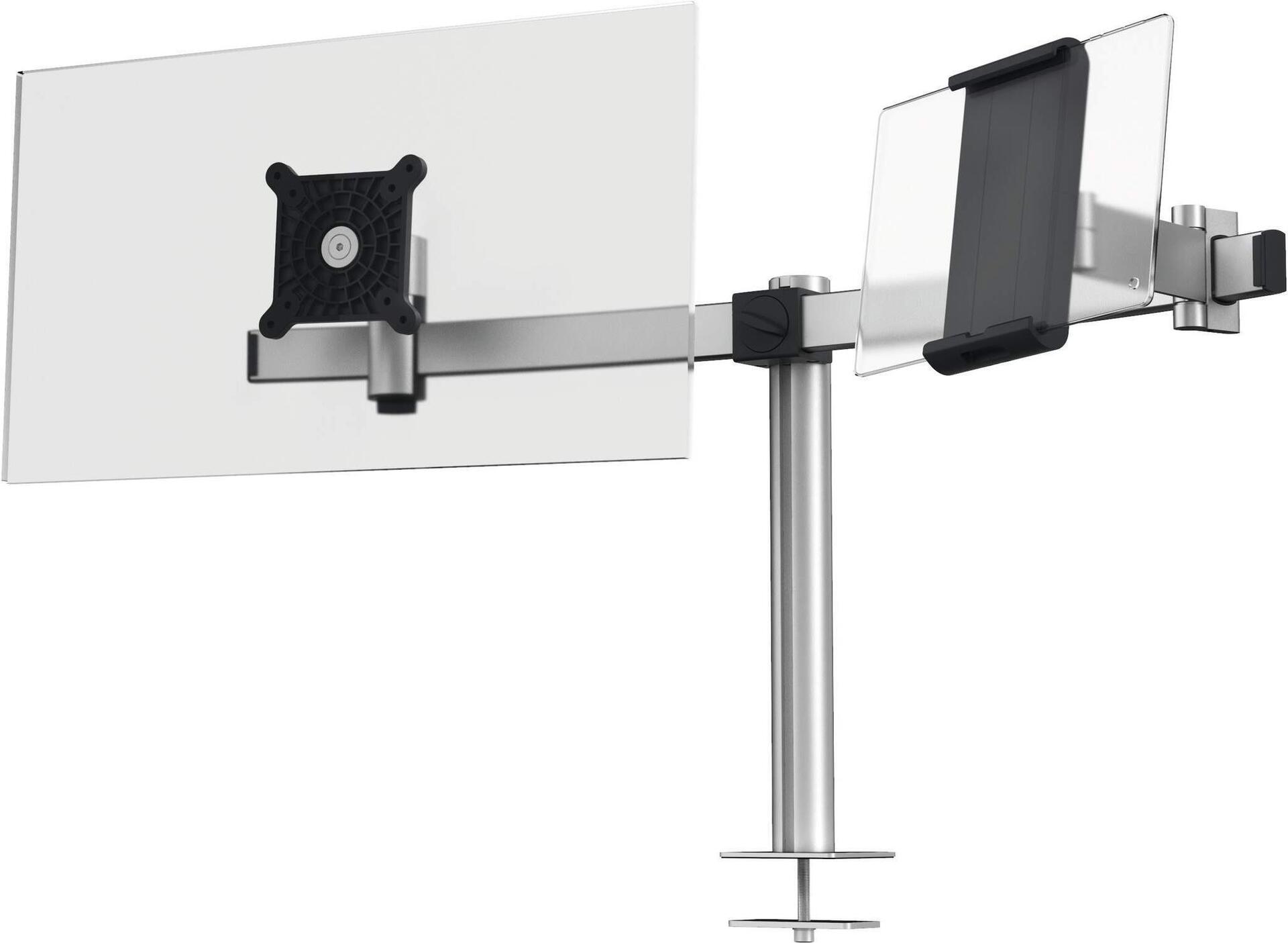 DURABLE Monitor Halterung PRO 508823 für 1 Monitor und 1 Tablet, Silber