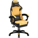 Huzaro Force 3.7 Gaming Stuhl Gelb - Ergonomisch bis 150 kg mit Fußstütze und Kissen