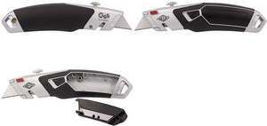 WEDO Safety-Cutter Profi Plus II, 3-stufige Rasterautomatik silber/schwarz, über Rastermechanik sind 3 Schnitttiefen - 1 Stück (78 851)