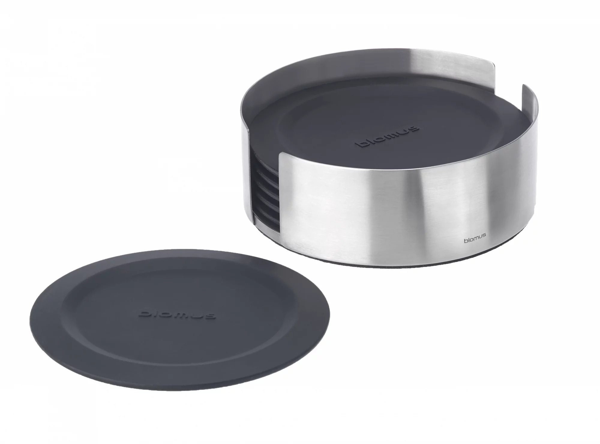 blomus LARETO Untersetzer 6er-Set 11 cm Rund Schwarz/Silber