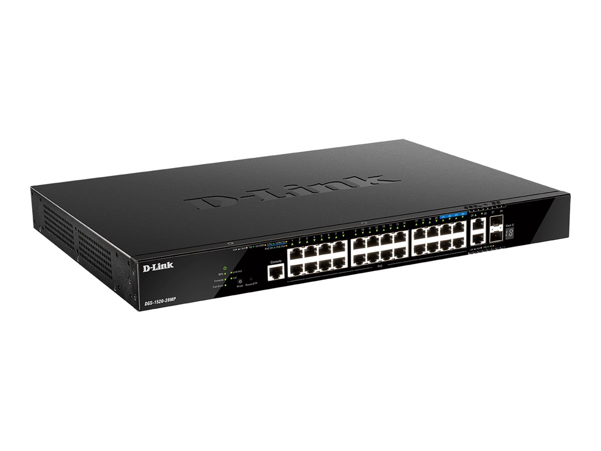 D-Link DGS-1520-28MP/E Managed Switch 28 Ports L3 Smart PoE+ Schwarz
