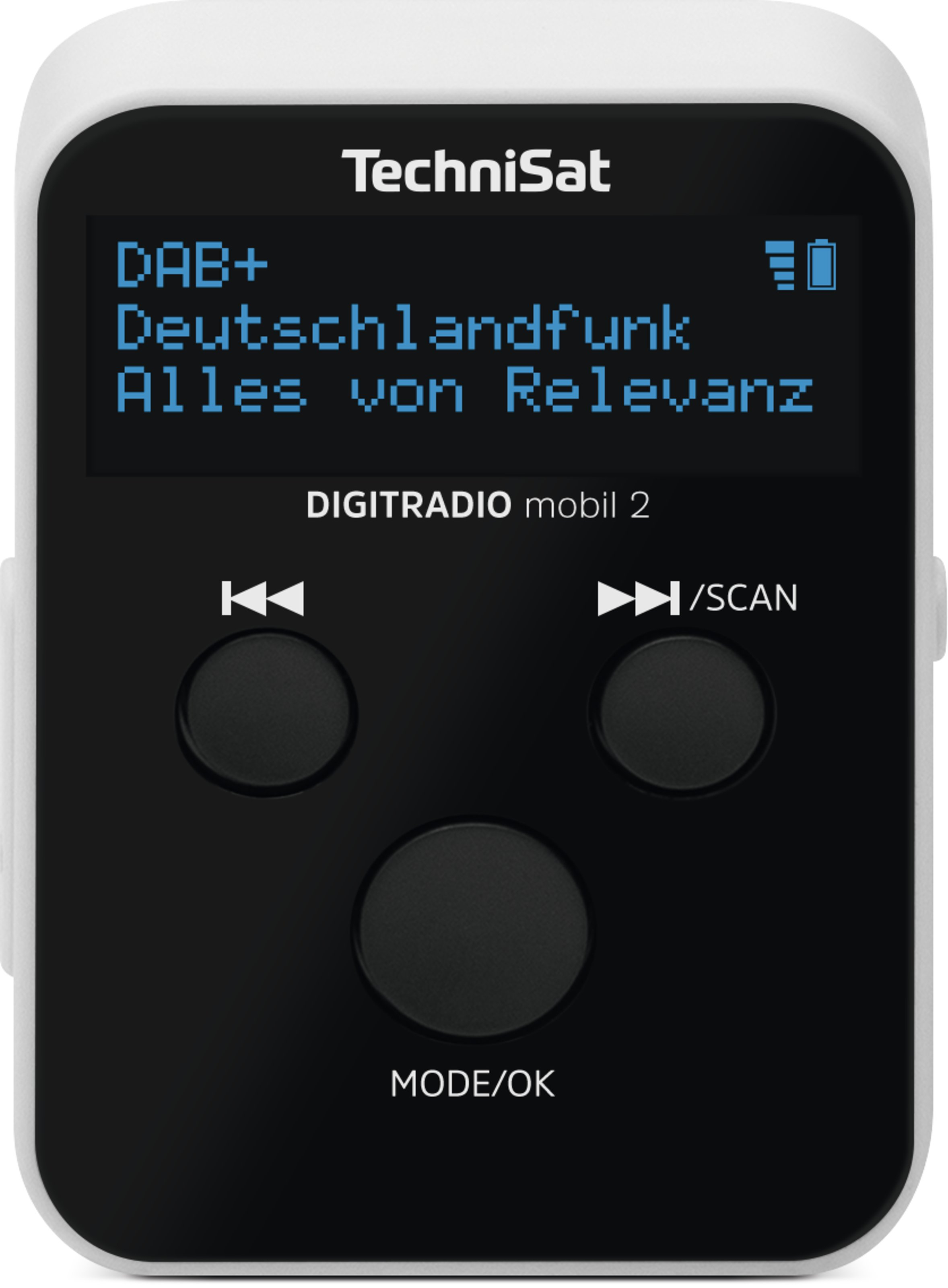 TechniSat DigitRadio mobil 2 Taschenradio DAB+ UKW RDS 0,91" OLED Schwarz, Weiß