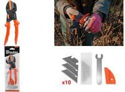 Bradas Multifunktionale Gartenschere V-SERIES, orange austauschbare Ambossklinge aus SK2-STahl mit Schutzbe - 1 Stück (KT-V1)