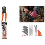 Bradas Multifunktionale Gartenschere V-SERIES, orange austauschbare Ambossklinge aus SK2-STahl mit Schutzbe - 1 Stück (KT-V1)