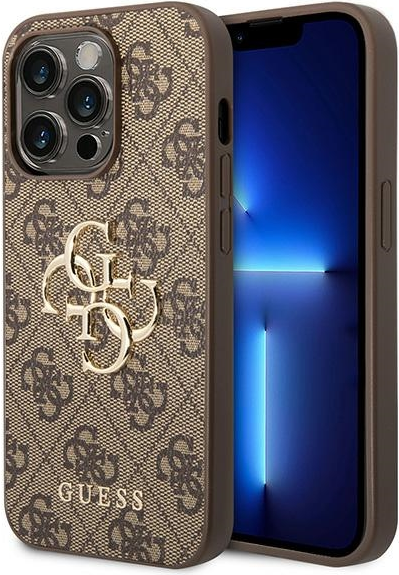 Guess PU 4G Metal Logo Case für Apple iPhone 15 Pro - brown (GUHCP15L4GMGBR)