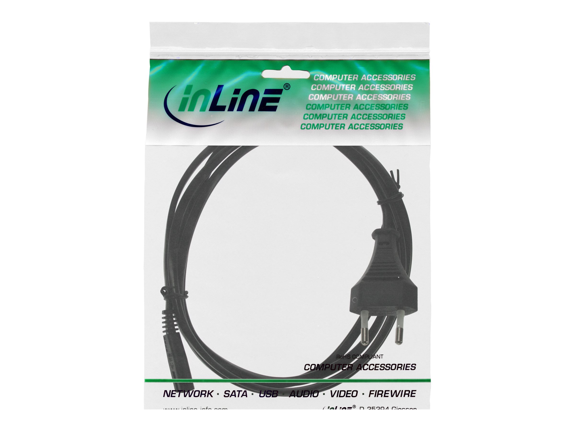 InLine Stromkabel CEE7/16 auf C7 1,8 m Schwarz