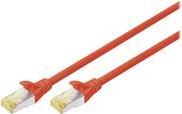 DIGITUS - Patch-Kabel - RJ-45 (M) bis RJ-45 (M) - 7 m - SFTP - CAT 6a - halogenfrei, geformt, ohne Haken - Rot (Packung mit 5)