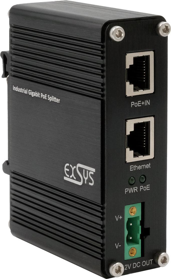 Industrie Ethernt PoE+ Splitter 802.3at,12VDC/20W,10/100/1000Mbps (EX-60325)