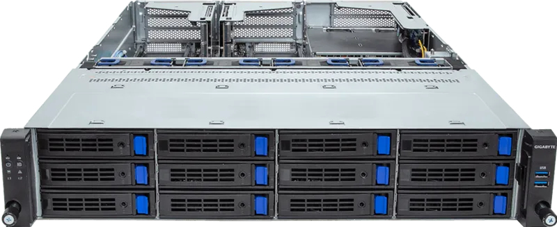 Giga Computing Barebone R263-S30-ABH2 2U Server Intel C741 LGA 4677 DDR5 Schwarz, Grau