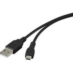 Renkforce USB 2.0 Kabel [1x USB 2.0 Stecker A - 1x USB 2.0 Stecker Micro-B] 1 m Schwarz vergoldete Steckkontakte, UL-zertifiziert (RF-4316220)