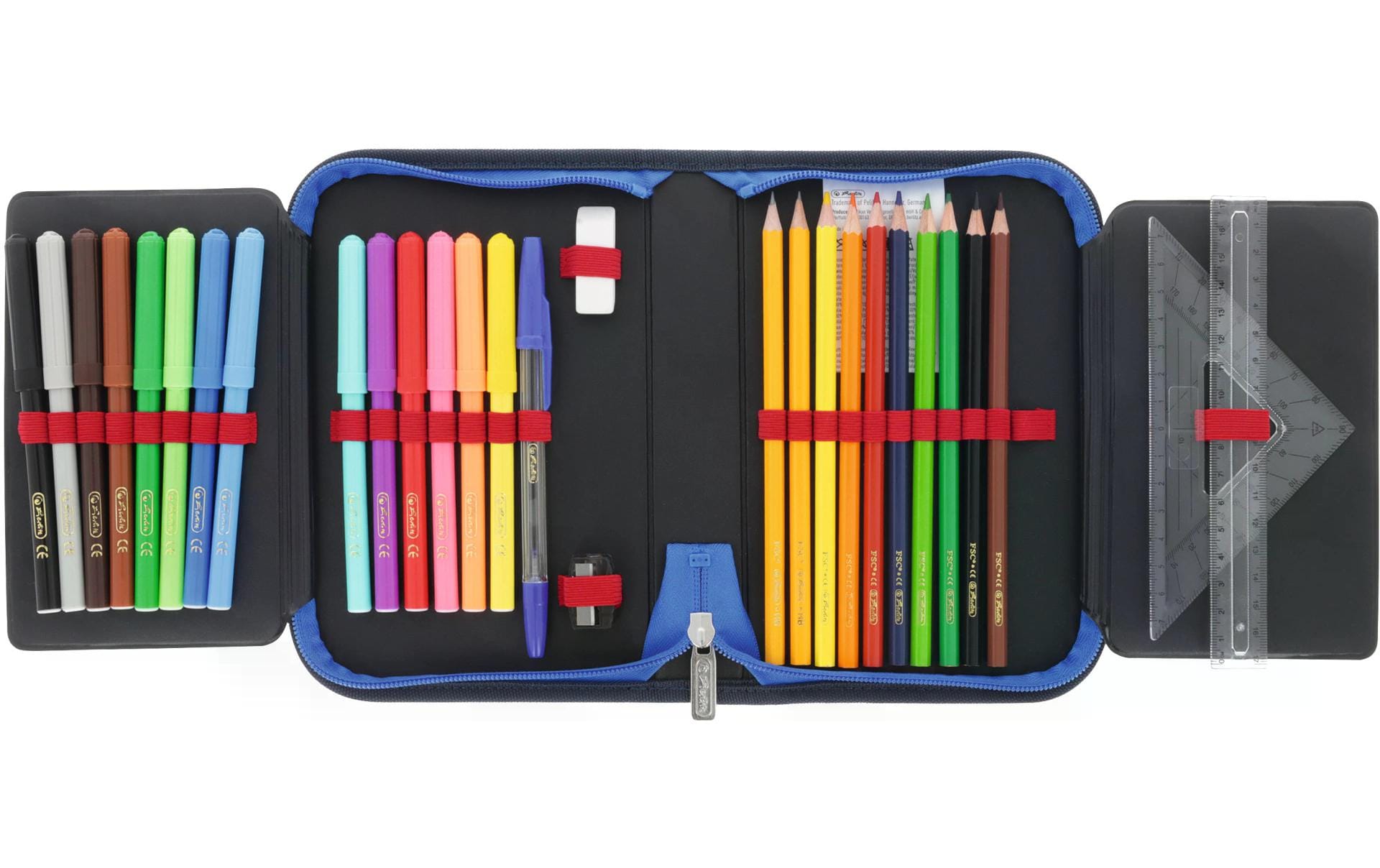 Herlitz Schüleretui High Speed 31-teilig Polyester Blau/Rot