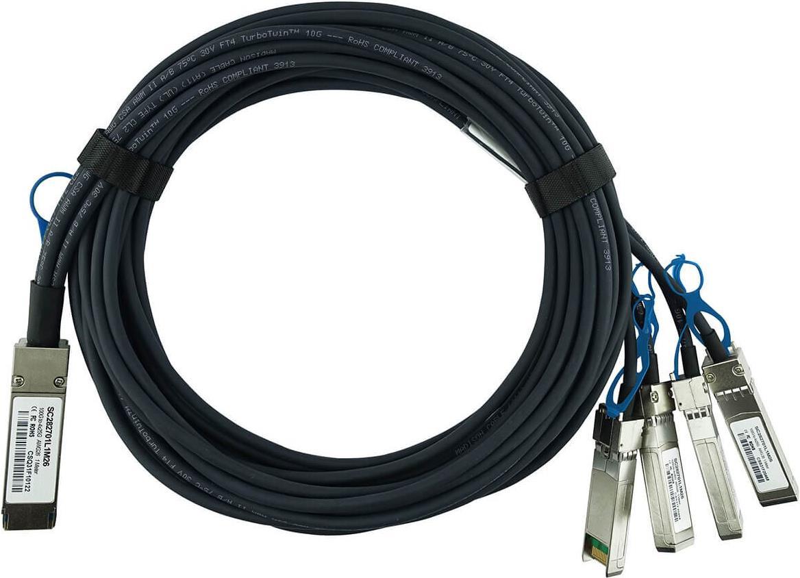 Kompatibles Arista CAB-Q-4S-100G-2M BlueLAN© passives 100GBASE-CR4 QSFP28 auf 4x25GBASE-CR SFP28 Direct Attach Breakout Kabel, 2M, AWG26 (CAB-Q-4S-100G-2M-BL)