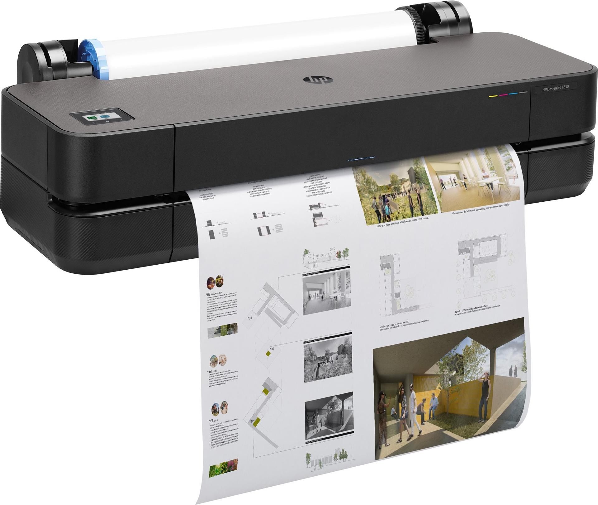 HP DesignJet T230 24" Großformatdrucker Tintenstrahl Farbe 2400 x 1200 dpi LAN WLAN Schwarz/Grau