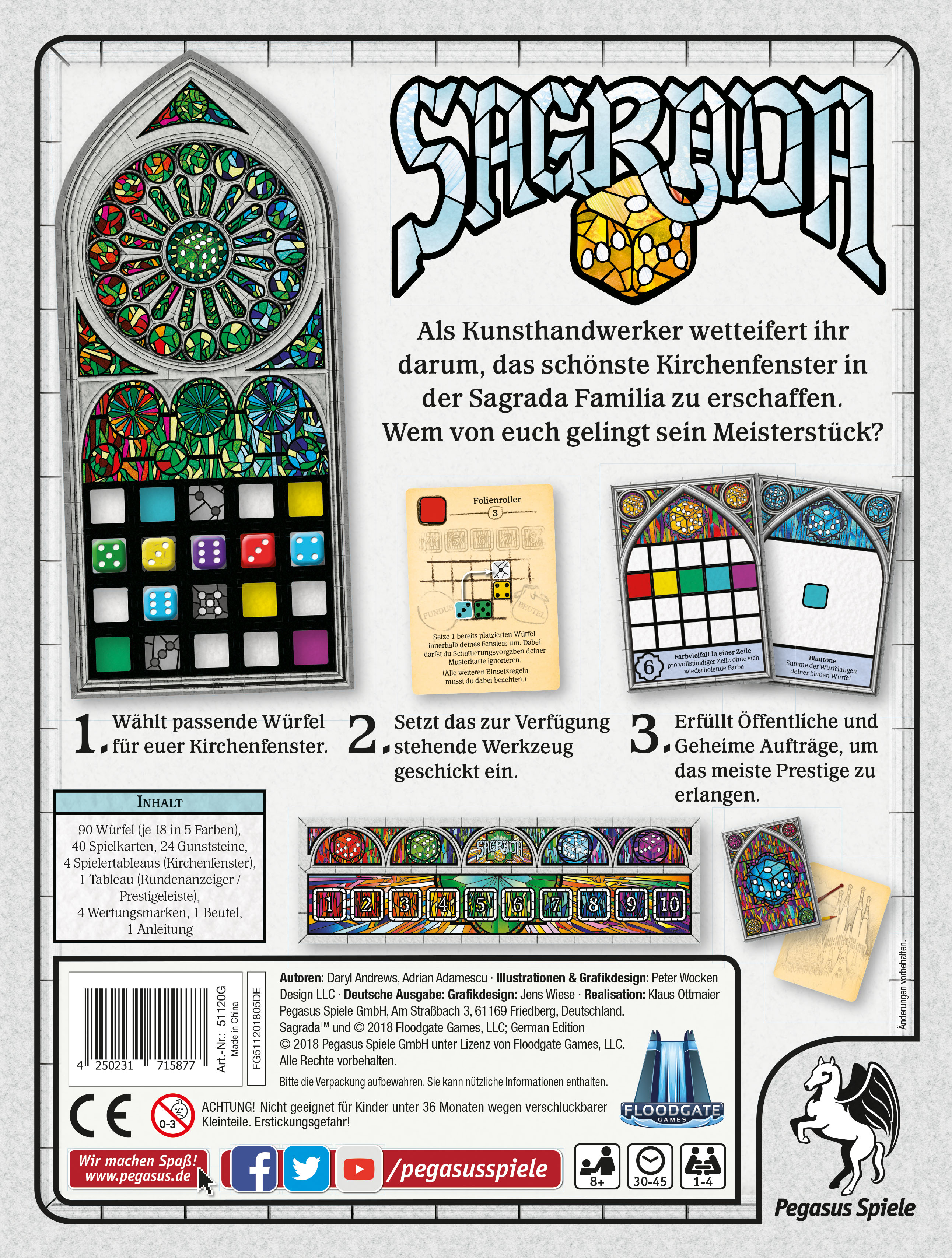 Pegasus Spiele Sagrada Brettspiel – Puzzle, 1–4 Spieler, ab 8 Jahren
