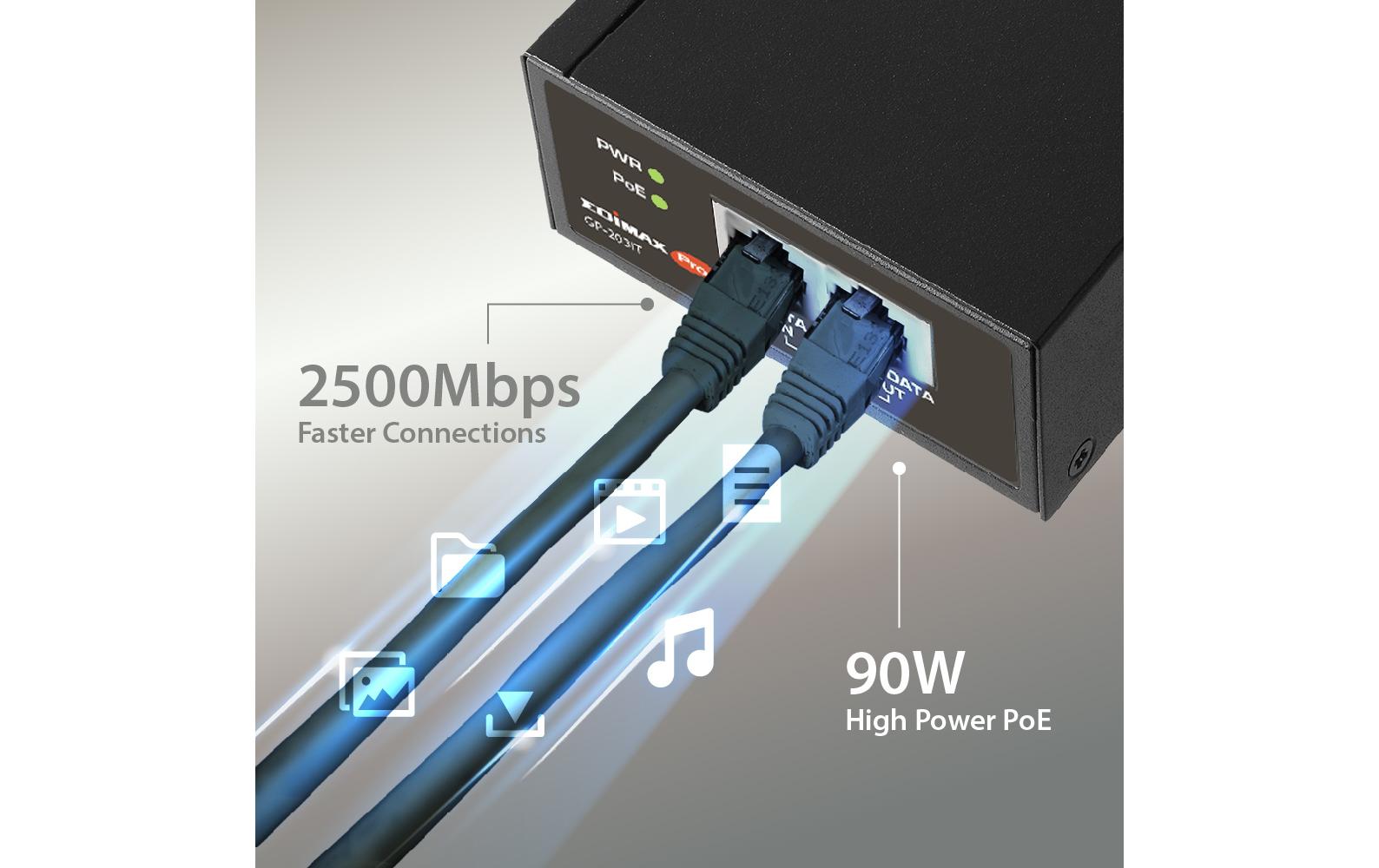 Edimax Pro GP-203IT PoE++ Injektor 90 W Schwarz