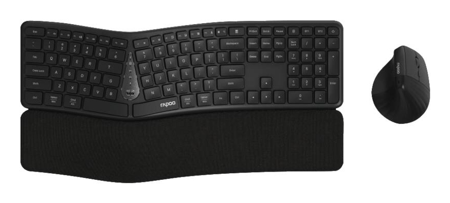 Rapoo 8810ME Ergonomisches Kabelloses Tastatur-Maus-Set QWERTZ Grau