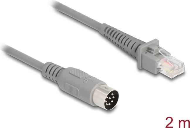 Delock Kabel RJ50 Stecker zu DIN 8 Pin Stecker 2 m grau (90167)