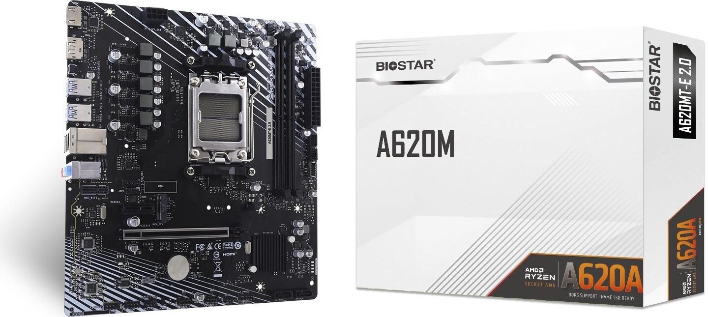 Biostar A620MT-E 2.0 Motherboard - Sockel AM5, Micro-ATX, DDR5, PCIe 4.0