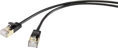 Renkforce RJ45 RF-4538188 Netzwerkkabel, Patchkabel CAT 8.1 F/FTP 1.00 m Schwarz extrem dünn, vergoldete Steckkontakte (RF-4538188)