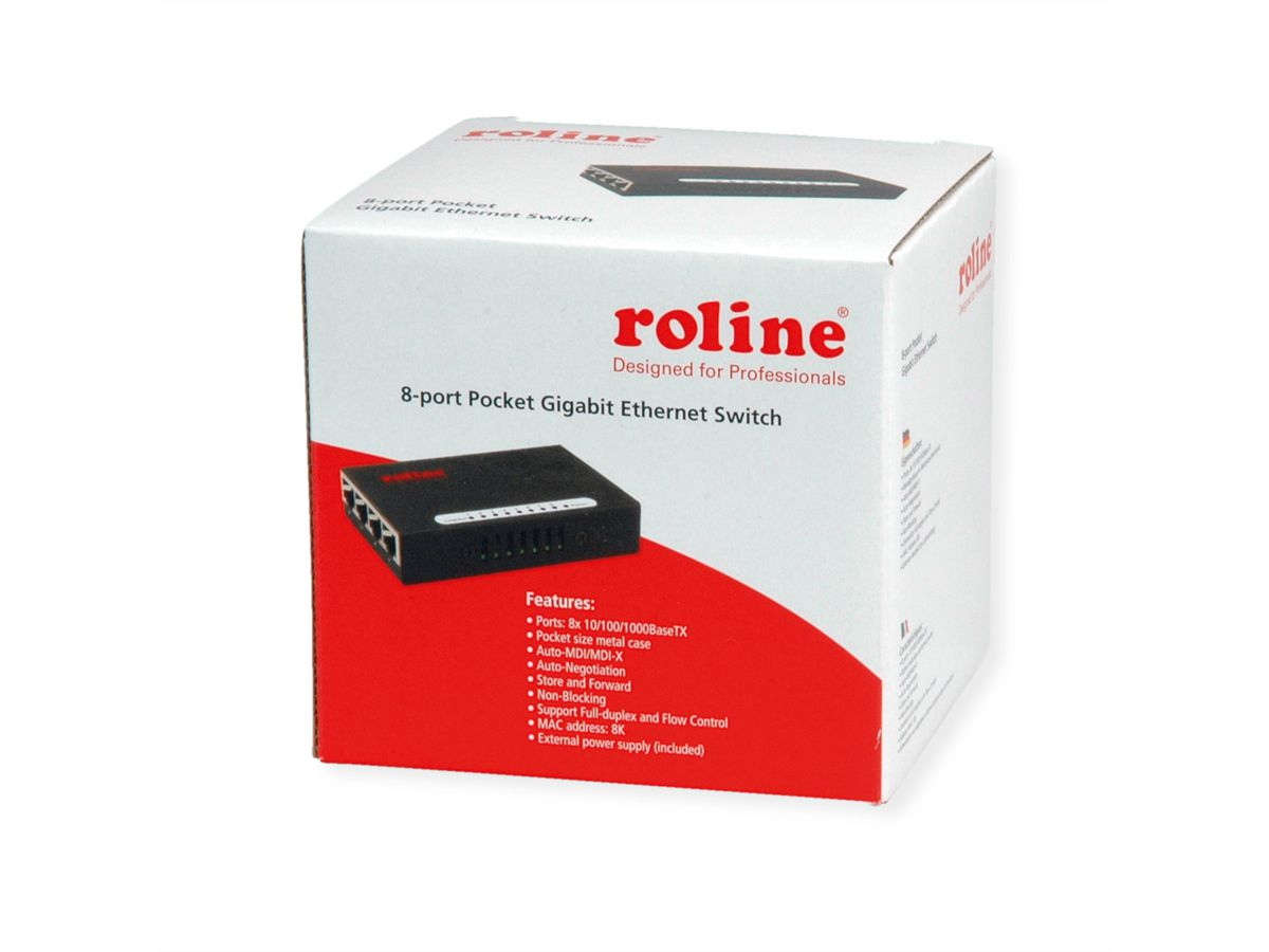 ROLINE Gigabit Ethernet Switch Pocket 8 Ports Schwarz