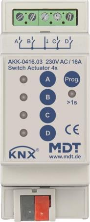 MDT AKK-0416.03 Schaltaktor 4-fach, 2TE, REG, 16A, 70µ (AKK-0416.03)