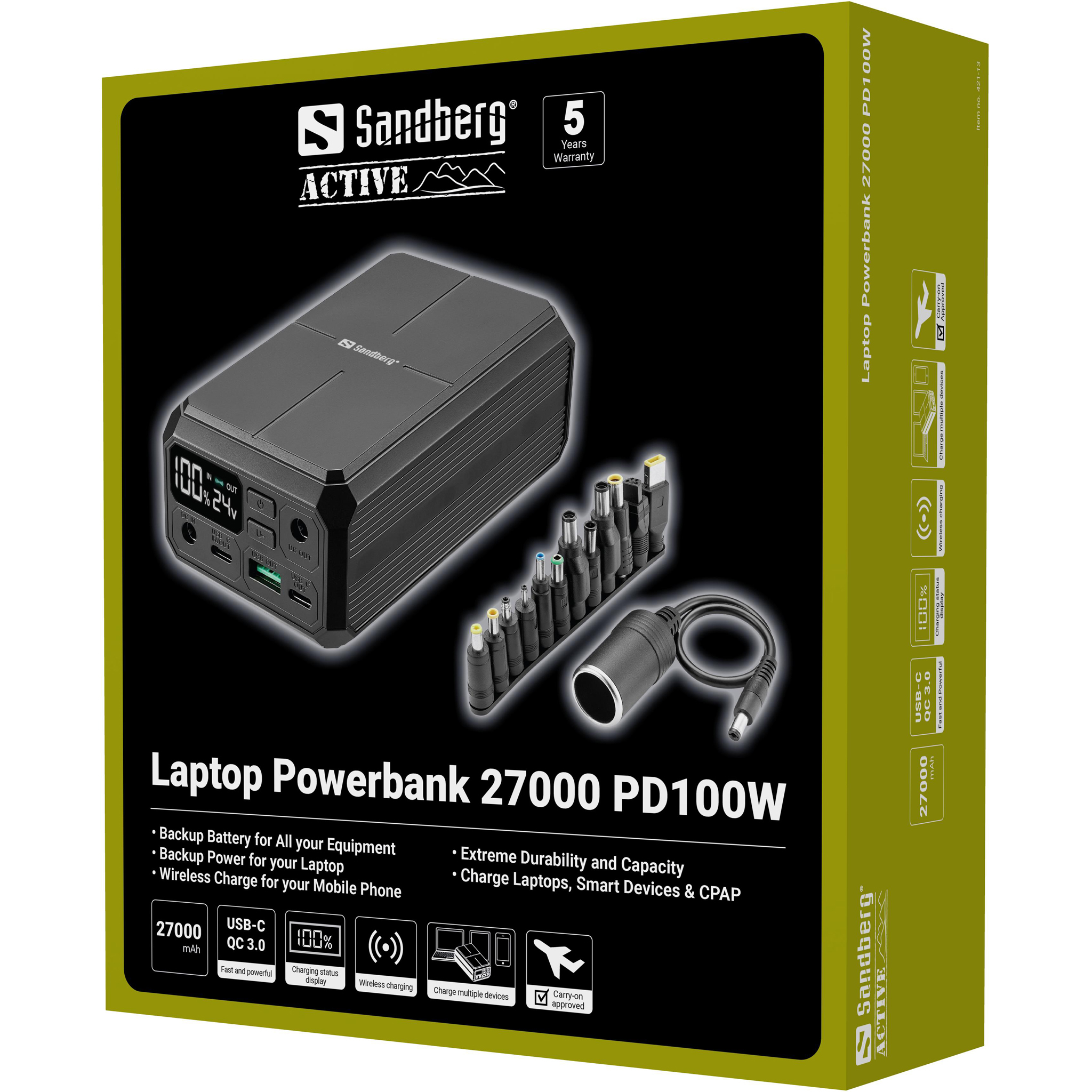 SANDBERG Laptop Powerbank 27000 PD100W Schwarz