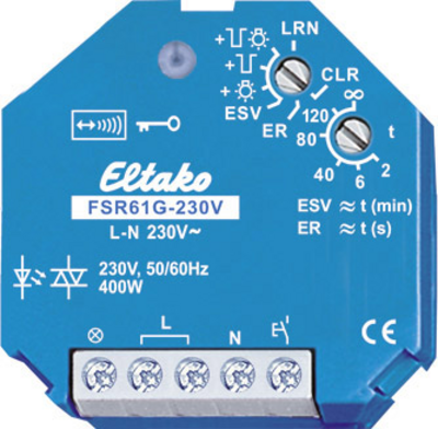 Eltako FSR61G-230V Funk-Schalter 1-Kanal Unterputz Schaltleistung (max.) 400 W Reichweite max. (im Freifeld) 30 m (30100029)