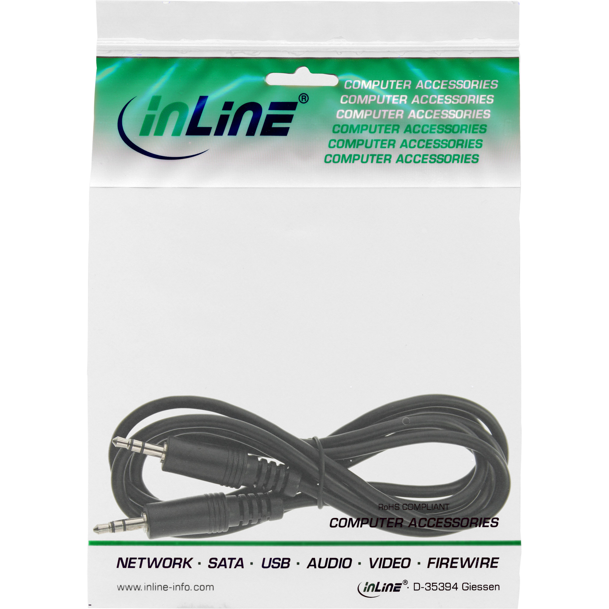 InLine Klinkenkabel 3,5 mm Stecker/Stecker Stereo 1,5 m Schwarz