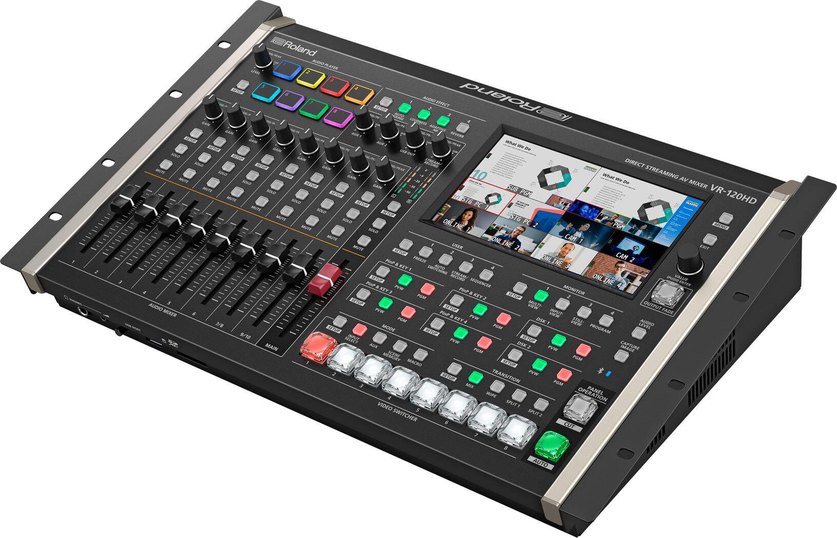 Roland VR-120HD 4-Kanal Streaming AV-Mixer 7" Touchscreen HD-SDI HDMI Schwarz