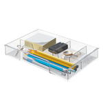Esselte-Leitz LEITZ Schubladeneinsatz für Schubladenbox WOW CUBE/Plus transparent, 4 Fächer, zur Ablage von Büroutensilien, - 1 Stück (5215-00-02)