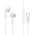 Hama Kopfhörer Classy, Earbuds, Mikrofon, Kabelknickschutz, USB-C, Weiß (00221786)