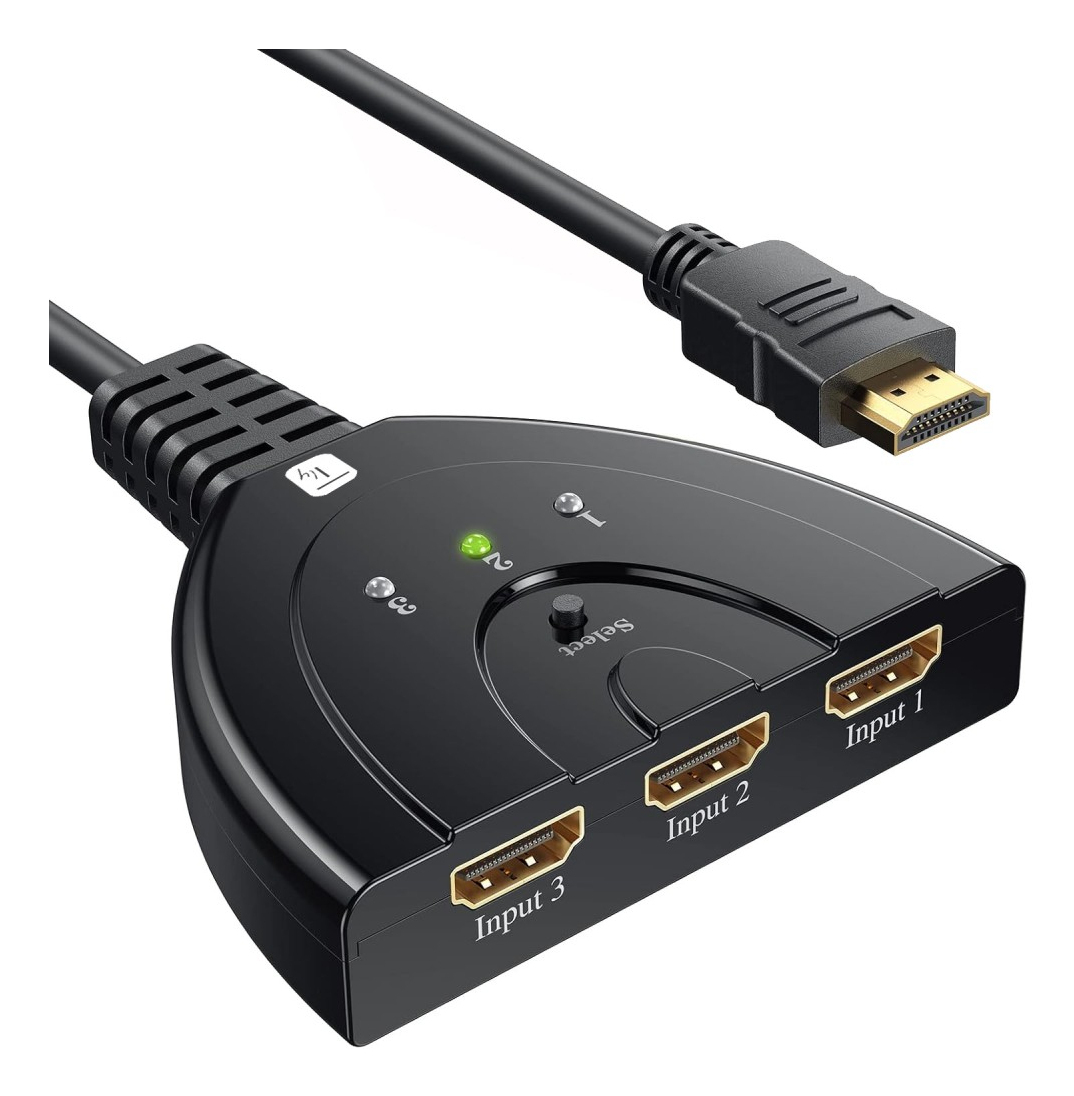 Techly IDATA-HDMI-3F8K HDMI-Switch 3-Port 8K@60Hz 48 Gbit/s 0,5 m Schwarz