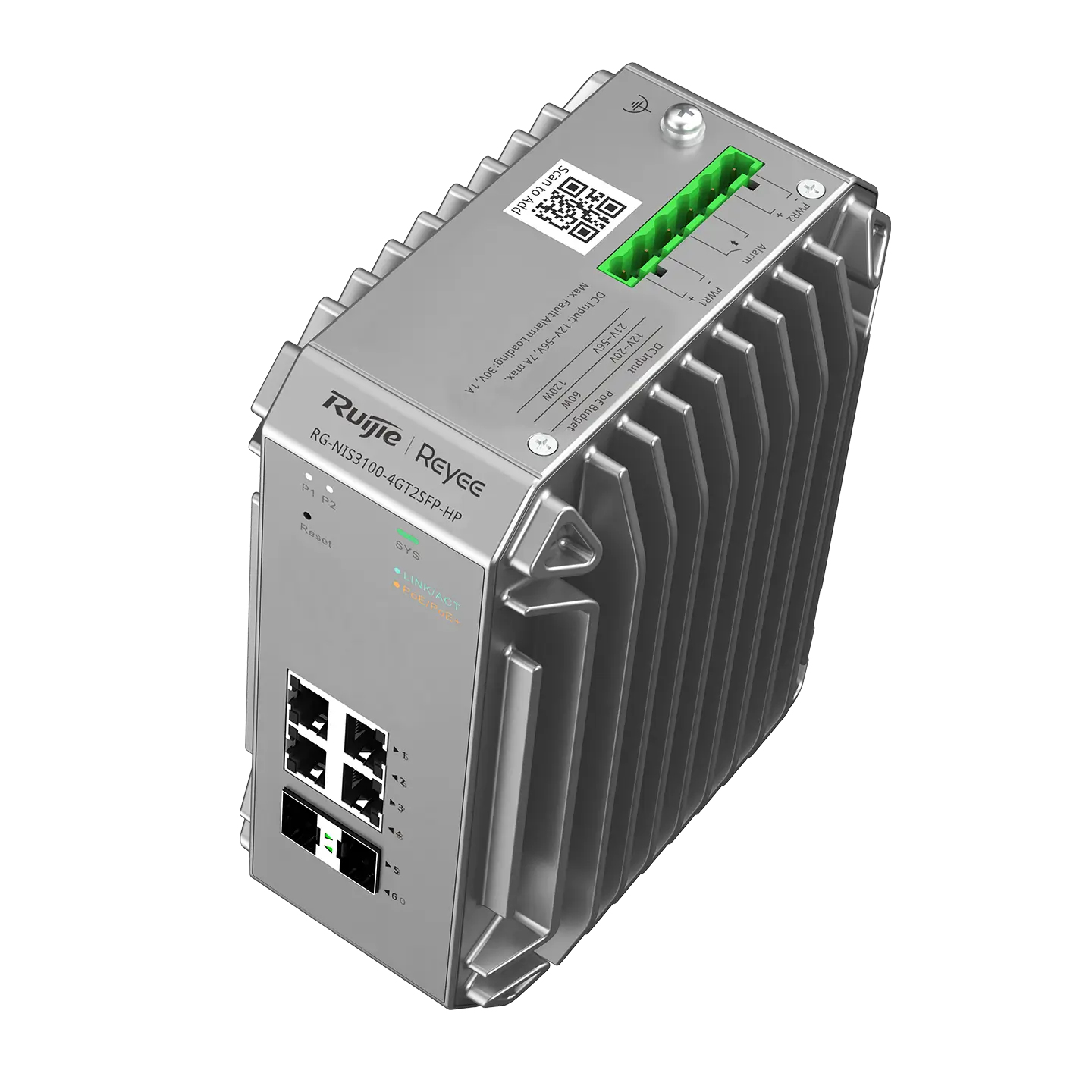 Reyee RG-NIS3100-8GT4SFP-HP 12-Port Industrie-Switch Grau