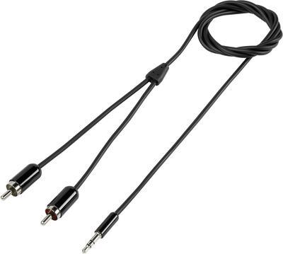 SpeaKa Professional SP-7870484 Cinch / Klinke Audio Anschlusskabel [2x Cinch-Stecker - 1x Klinkenstecker 3.5 mm] 1.50 m Schwarz SuperSoft-Ummantelung (SP-7870484)